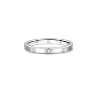 Pretty Rings for Women, Women's Band Rings Stackable Ring with Lab Created Diamond Silver 14K White Gold Size L 1/2