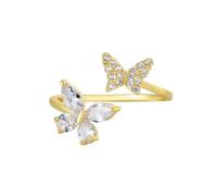 Pretty Rings for Women, Yellow Gold Anniversary Rings for Women 9K Gold Butterfly with Marquise Shape Moissanite Size R 1/2