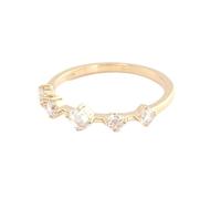 Pretty Rings, Gold Wedding Band Round with Moissanite 14K Yellow Gold Size K 1/2 Jewelry for Women