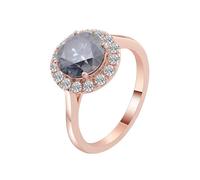 Pretty Rings, Matching Promise Rings Round with Grey Moissanite 2Ct 9K Rose Gold Size L 1/2
