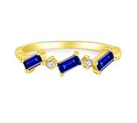 Pretty Rings, Promise Ring Daughter 9K Yellow Gold Vintage with Blue Emerald Tanzanite Size R 1/2