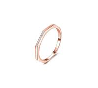 Pretty Rings, Rose Gold Engagement Ring 14K Hexagon with Round Moissanite Size I 1/2