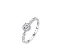 Pretty Rings, Silver Rings Love with Round Shape Moissanite 9K White Gold Size T 1/2