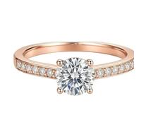 Pretty Rings, The Engagement Ring 4 Prongs with Moissanite 14K Rose Gold Size S 1/2