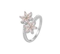 Pretty Rings, Vintage Engagement Rings for Women Flower with Marquise Shape Moissanite 9K White Gold Size S 1/2