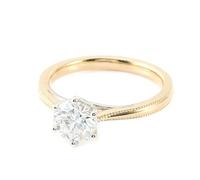 Pretty Rings, Vintage Rings Set for Women with 6 Prong Round Shape Moissanite 2Ct 14K Yellow Gold Size S 1/2