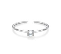 Pretty Rings, Wedding Anniversary Band Open Band with Pearl Silver Platinum Size P 1/2