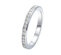 Pretty Rings, White Gold Band Ring Woman 14K Round Shape with 0.015 Moissanite Size K 1/2