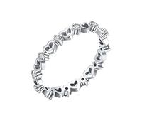Pretty Rings, White Gold Rings for Women Fashion 14K Heart Hollowed Out with Round Shape Moissanite Size J 1/2