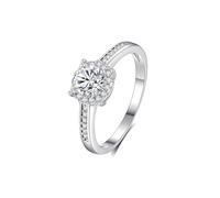 Pretty Rings, White Gold Wedding Bands for Her Classic 0.5ct Round Moissanite Platinum 950 Size K 1/2