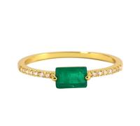 Pretty Rings, Womens Thumb Ring 14K Yellow Gold Vintage Elegant with Green Rectangle Lab Created Emerald Size N 1/2