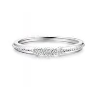 Pretty Rings, Women's Wedding Rings Silver with 0.1Ct Diamond Crown 9K White Gold Size J 1/2