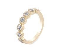 Pretty Rings, Yellow Gold Ring Sets for Women 9K with Round Shape Moissanite Size L 1/2