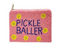 Pretty Robes Pickle Baller Beaded Coin Purse Handmade with Fun Pickleball Sports Design Savings Bag Small Zipper Pouch for Cash, Cards & Makeup Gift for Friends, Cosmetic Lovers & Glam Queen