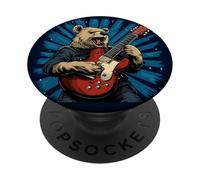 Pretty Rock'n Roll Bear Costume for Guitar Lovers PopSockets Adhesive PopGrip