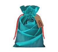 Pretty Rose Christmas Drawstring Gift Bags, Xmas Bags With Tags, Reusable Santa Wrapping Bag