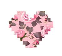 Pretty Roses Building Brick Block Puzzle Heart Shaped, Personalized Picture Puzzles Photo Jigsaw Puzzles for Adults 3D Micro Building Blocks for Home Decor Bricks Set