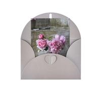 Pretty Roses Printing Blank Pearl Paper Greeting Card,Vertical Notecards Designs, Envelopes For Thank You, Invitations