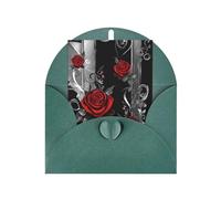 pretty roses Seasonal Greeting Card with Dark Green Envelope for Any Occasion Thanksgiving Christmas Birthday Wedding Anniversary Engagement Note Cards