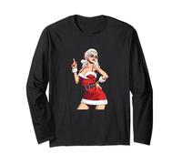 Pretty Santa Girl Costume with Sunglasses and Xmas Hat Long Sleeve T-Shirt