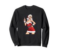 Pretty Santa Girl Costume with Sunglasses and Xmas Hat Sweatshirt