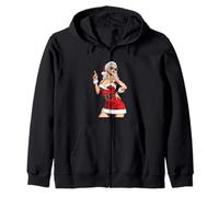 Pretty Santa Girl Costume with Sunglasses and Xmas Hat Zip Hoodie
