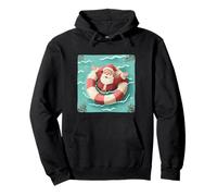 Pretty Santa Pool Party with Ring for Vacation Lovers Pullover Hoodie