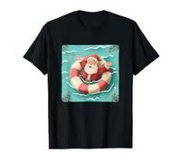 Pretty Santa Pool Party with Ring for Vacation Lovers T-Shirt
