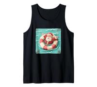 Pretty Santa Pool Party with Ring for Vacation Lovers Tank Top