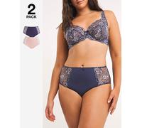 Pretty Secrets 2 Pack Ella Lace Briefs Navy/Pink 30