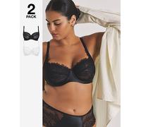 Pretty Secrets 2 Pack Willow Bras Black/Cream 42C