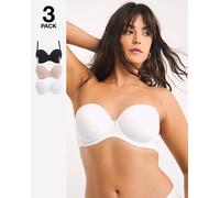 Pretty Secrets 3Pack Cotton Multiway Bra Black/White/Blush 40DD
