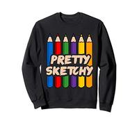 Pretty Sketchy Color Pencils Cool Painter Artist Art Teacher Sweatshirt