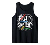 Pretty Sketchy Funny Artist Creative Drawing Coloring Lovers Tank Top