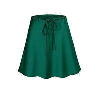 Pretty Skirt For Women Satin Mini Skirts Women Silk Short Skirt For Woman Drawstring High Waist Satin Skirt A Line Women Short S Darkgreen