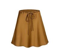 Pretty Skirt For Women Satin Mini Skirts Women Silk Short Skirt For Woman Drawstring High Waist Satin Skirt A Line Women Short Xl Gold