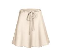 Pretty Skirt For Women Satin Mini Skirts Women Silk Short Skirt For Woman Drawstring High Waist Satin Skirt A Line Women Short S Beige