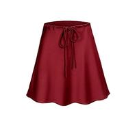 Pretty Skirt For Women Satin Mini Skirts Women Silk Short Skirt For Woman Drawstring High Waist Satin Skirt A Line Women Short S Winered
