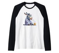 Pretty Sleeping Donkey in Sleepwear for Pajama Lovers Raglan Baseball Tee