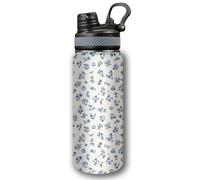 Pretty small flowers Small blue flowers White Ditsy floral The elegan Water Bottle Insulated Stainless Steel Women Men Leakproof 20 Oz