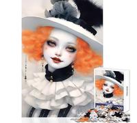 Pretty Smiling Pierrot Adult Jigsaw Puzzles 1000 Pieces Art Work Gifts Tough Challenge Home Decoration Toys for 14+ Puzzle Game Offered (38x26cm)