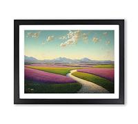 Pretty Spring Meadow Landscape Vol.3 H1022 Framed Print for Living Room Bedroom Home Office Décor, Wall Art Picture Ready to Hang, Black A3 Frame (46 x 34 cm)