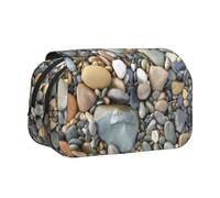 Pretty Stones Double Layer Flip-Top Pencil Case,Large Capacity 50 Pens Organizer, Durable Polyester Stationery Holder for School, Art Travel (All-Over Print)