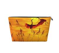 Pretty Sunset Pink Flamingo Prints PVC Leather Travel Toiletry Bag with Silver Zippers, Waterproof Cosmetic Organiser for Makeup, Toiletries & Essentials