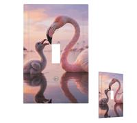 Pretty Sunset Pink Flamingo Wall Plate Cover Modern Decorative 1 Gang Light Switch Cover Unbreakable Receptacle Outlet Covers For Living Room Bedroom Home Decor Single Toggle