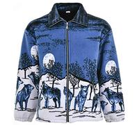 Pretty T Things NEW LADIES DOUBLE FLEECE DOLPHIN ANIMAL PUPPIES WOLF WILD PRINTED WOMENS JACKET COAT UK SIZES S- 2XL (S, Blue Wolf)