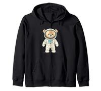 Pretty Teddy Bear Astronaut Looking for Aliens Zip Hoodie