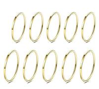 Pretty thin gold plain simple band midi stacking knuckle rings small 14mm or 16mm set of 10 rings (10x Large)