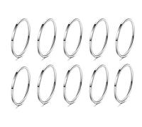 Pretty thin silver plain simple band midi stacking knuckle rings small 14mm or 16mm set of 10 rings (10x Small)