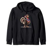 Pretty Turkey with Bold Sunglasses for Boys and Girls Zip Hoodie